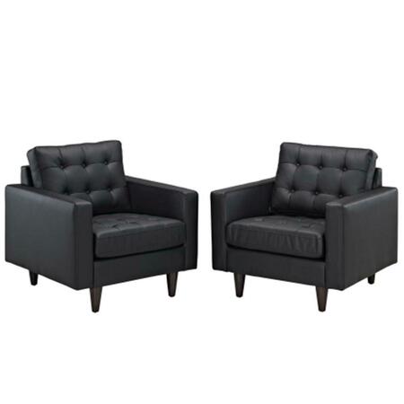 EAST END IMPORTS Empress Armchair Leather- Black, 2PK EEI-1282-BLK